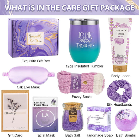 Birthday & Get Well Soon Care Packages & Gift Baskets for Her - Bath Relaxing Spa Set - Self Care Gifts for Women Who Have Everything