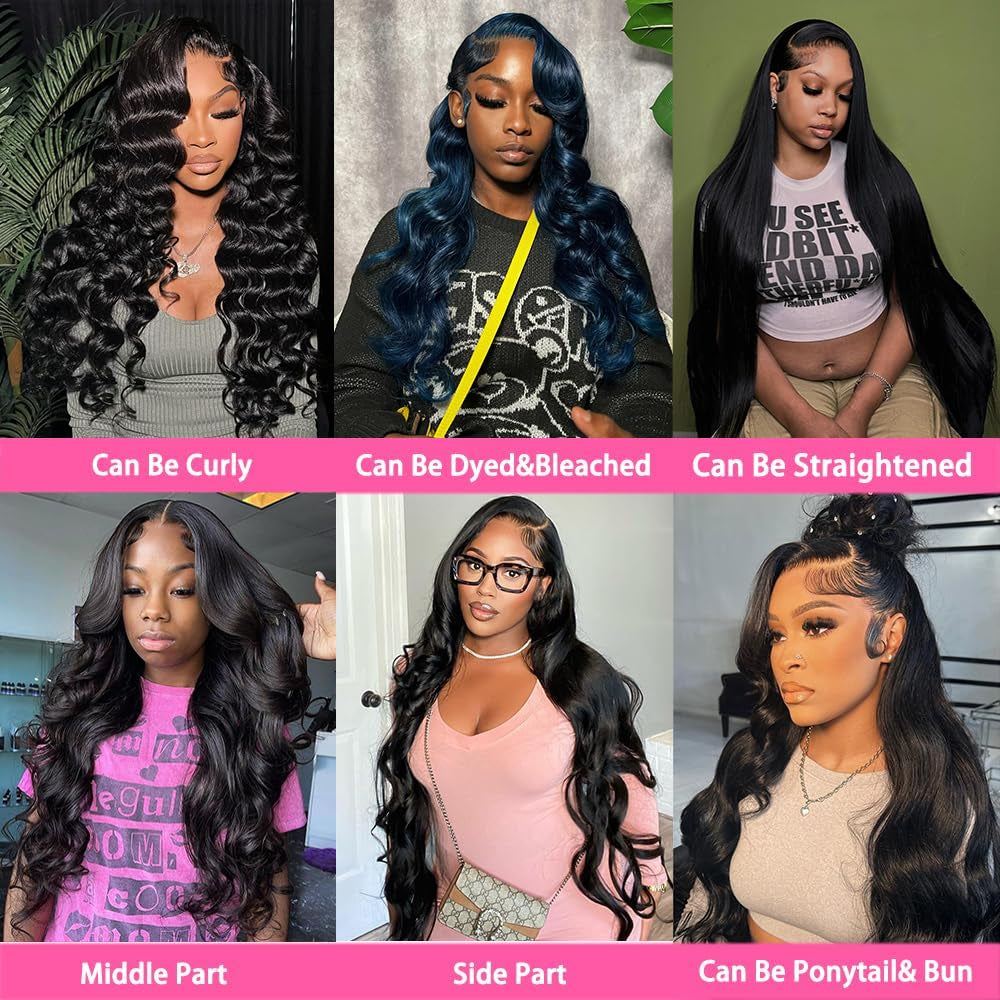 30 Inch 13X6 Body Wave Lace Front Wigs Human Hair Pre Plucked Glueless Wigs Human Hair 180% Density Brazilian Virgin Body Wave Lace Front Wig 13X6 HD Frontal Wigs for Women